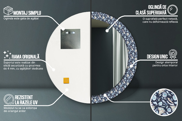 Espejo redondo con decoración Patrón bohemio