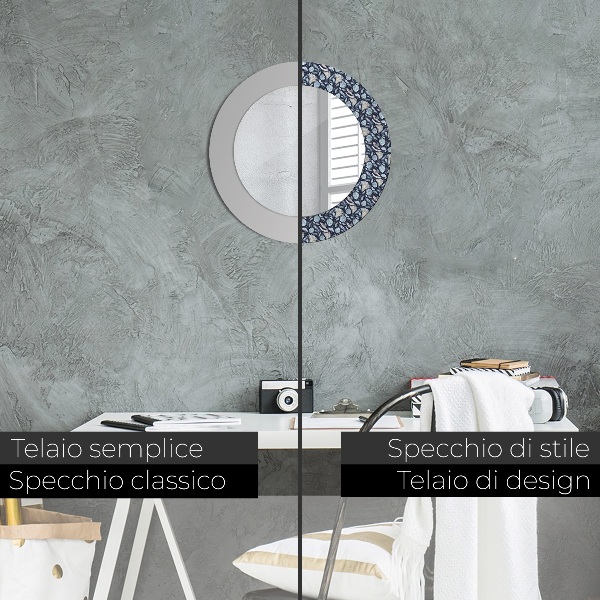 Espejo redondo con decoración Patrón bohemio