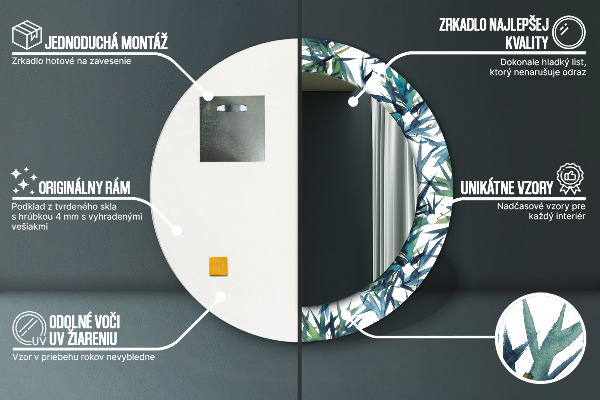 Espejo redondo con decoración Palmeras azules