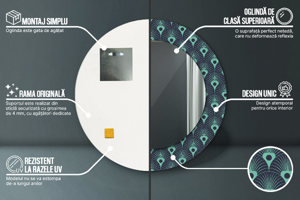 Espejo redondo impreso decorativo redondo Patrón floral