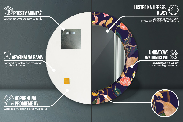 Espejo ścienne decorativo redondo Plantas de acuarela