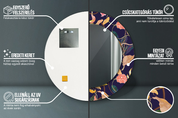 Espejo ścienne decorativo redondo Plantas de acuarela