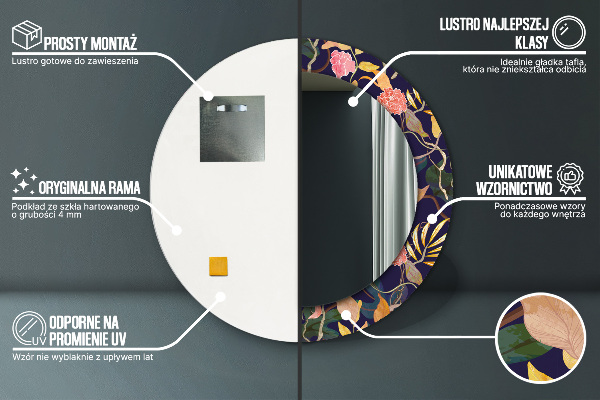 Espejo ścienne decorativo redondo Plantas de acuarela