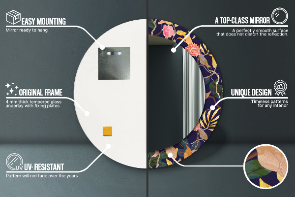 Espejo ścienne decorativo redondo Plantas de acuarela