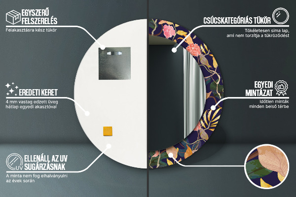 Espejo ścienne decorativo redondo Plantas de acuarela