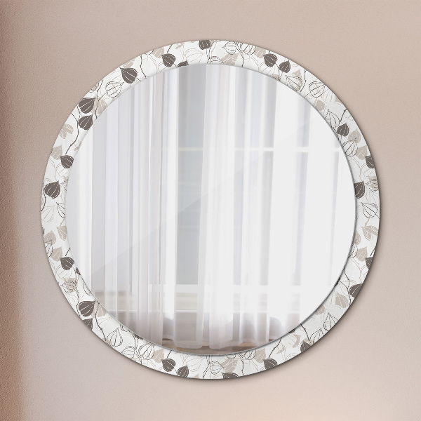 Espejo redondo marco estampado Flores abstractas