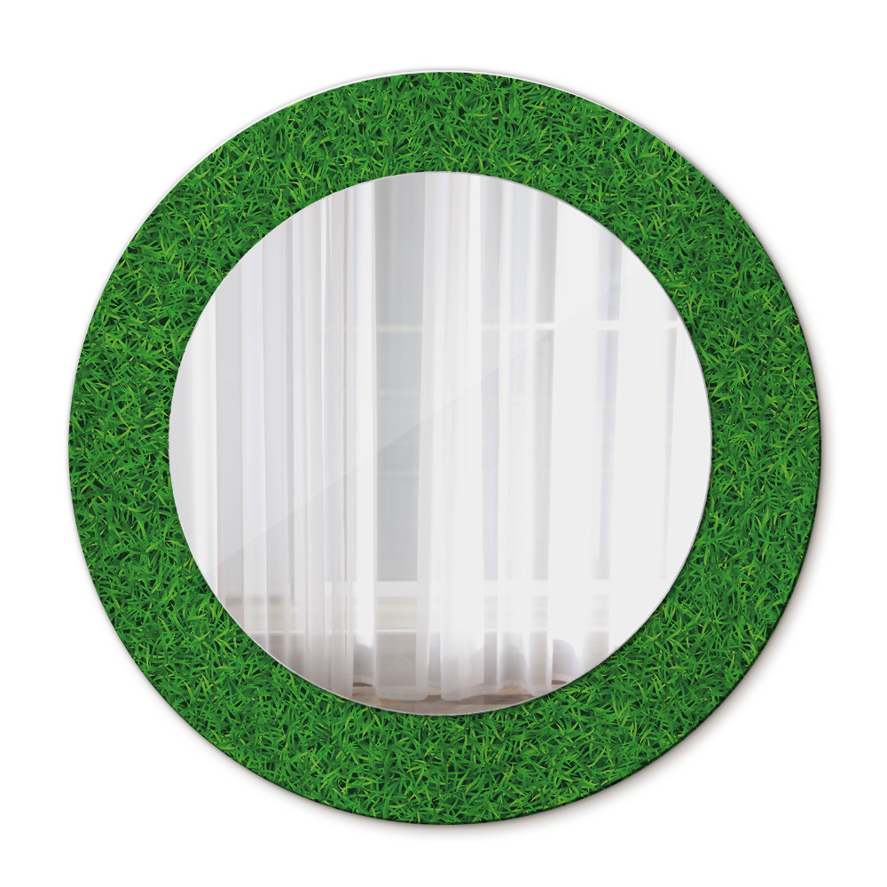 Espejo redondo con decoración Césped verde