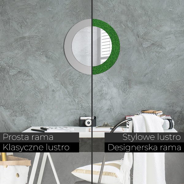 Espejo redondo con decoración Césped verde