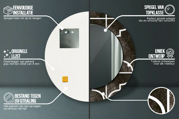 Espejo redondo marco con estampado decorativo Azulejos antiguos