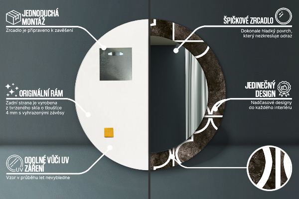 Espejo redondo marco con estampado decorativo Azulejos antiguos