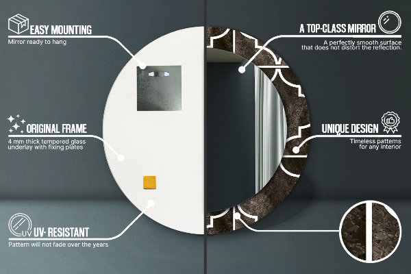 Espejo redondo marco con estampado decorativo Azulejos antiguos