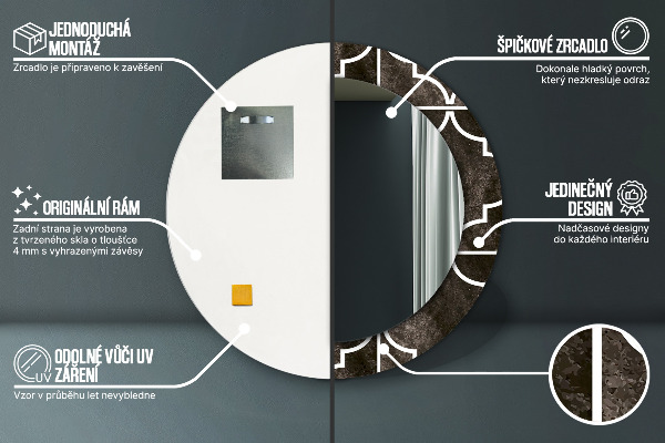 Espejo redondo marco con estampado decorativo Azulejos antiguos