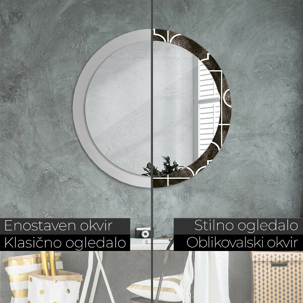 Espejo redondo marco con estampado decorativo Azulejos antiguos