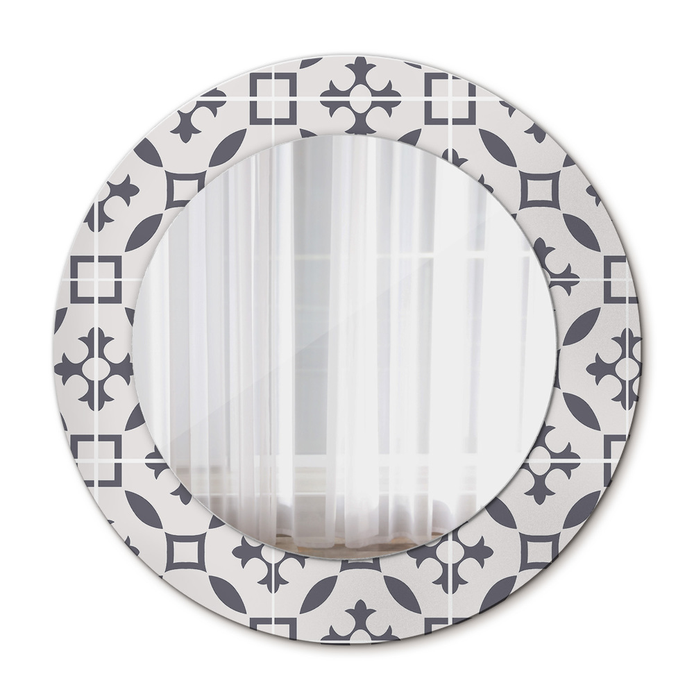 Espejo redondo marco con estampado decorativo Azulejos antiguos