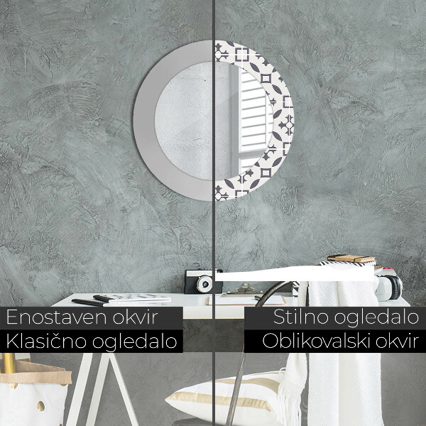 Espejo redondo marco con estampado decorativo Azulejos antiguos
