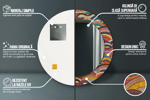 Espejo redondo con decoración Adorno bohemio