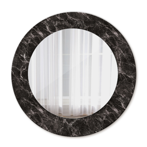 Espejo redondo con decoración Mármol negro