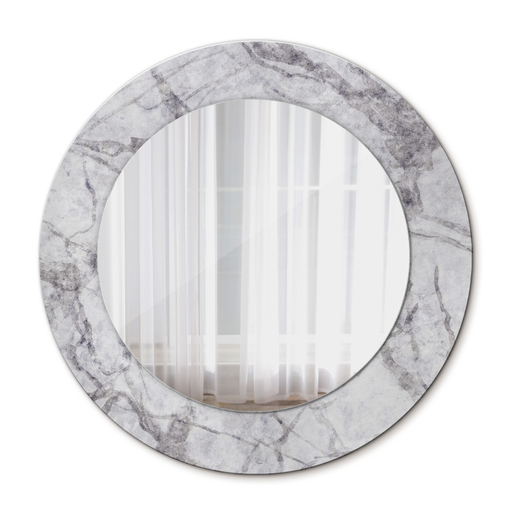 Espejo redondo con decoración Mármol blanco