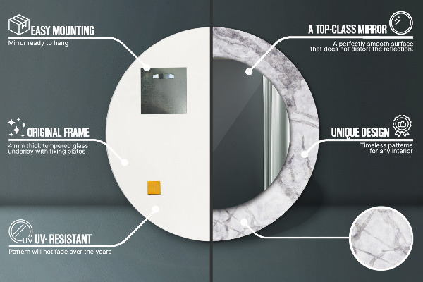 Espejo redondo con decoración Mármol blanco