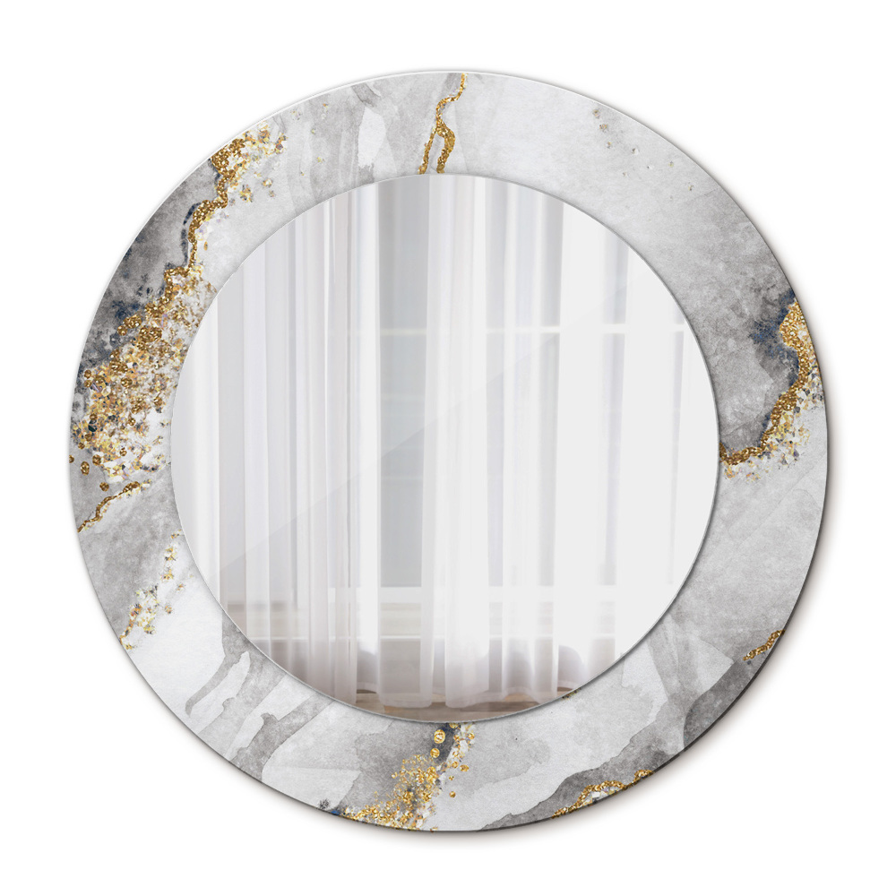 Espejo redondo con decoración Mármol de oro blanco