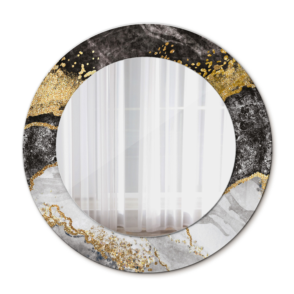Espejo redondo con decoración Mármol y oro