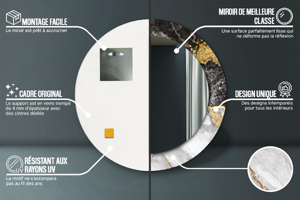 Espejo redondo con decoración Mármol y oro