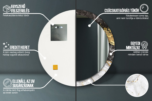 Espejo redondo con decoración Mármol y oro