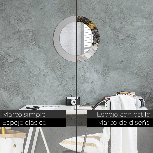 Espejo redondo con decoración Mármol y oro
