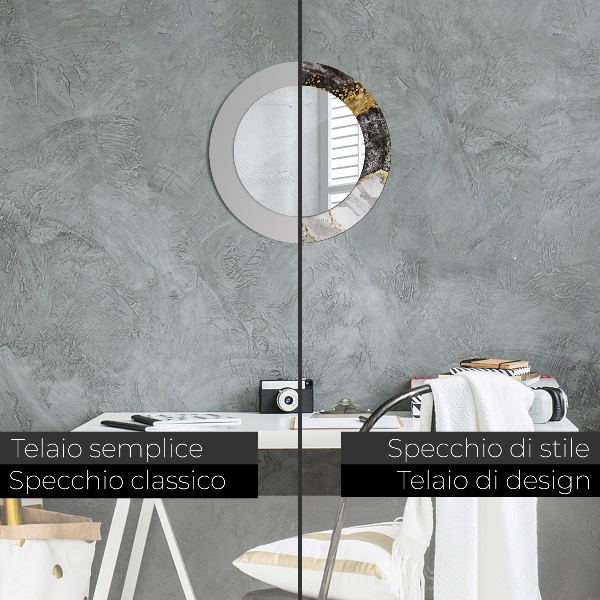 Espejo redondo con decoración Mármol y oro