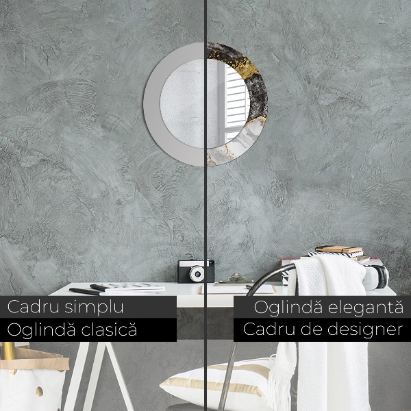 Espejo redondo con decoración Mármol y oro