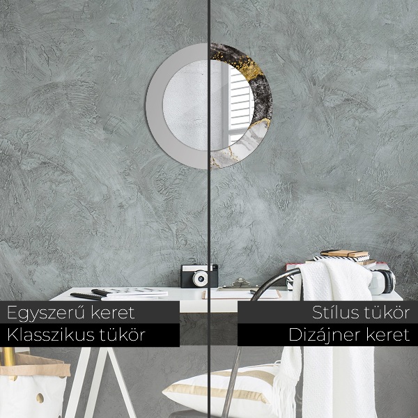 Espejo redondo con decoración Mármol y oro