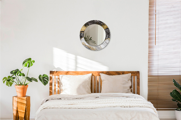 Espejo redondo con decoración Mármol y oro