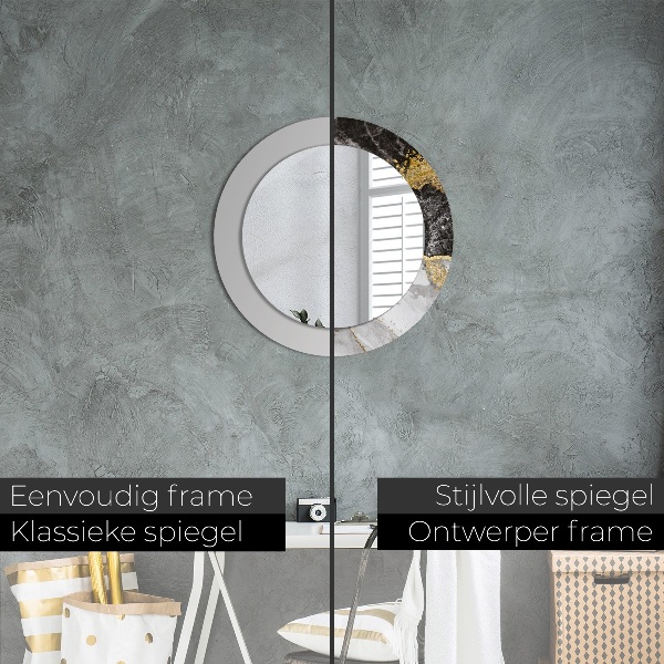 Espejo redondo con decoración Mármol y oro