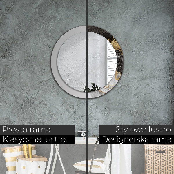 Espejo redondo con decoración Mármol y oro