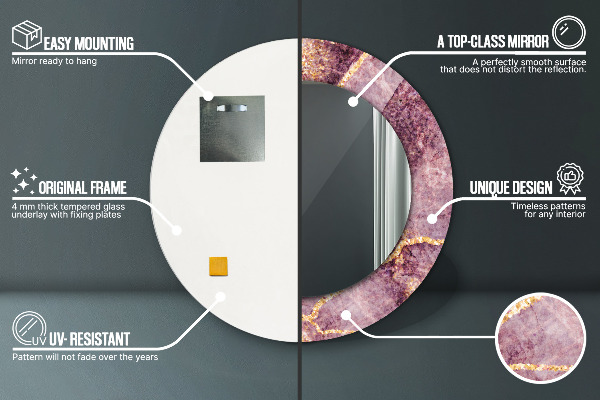 Espejo redondo impreso decorativo redondo Mármol con la adición de oro