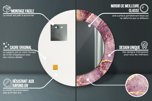 Espejo redondo impreso decorativo redondo Mármol con la adición de oro