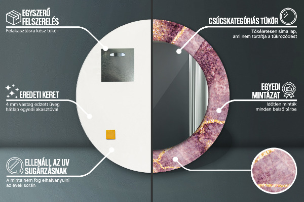 Espejo redondo impreso decorativo redondo Mármol con la adición de oro