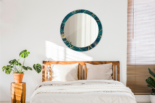 Espejo redondo impreso decorativo redondo Mármol verde malaquita