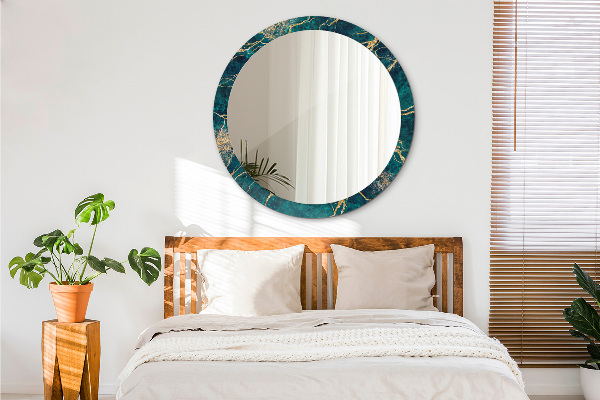 Espejo redondo impreso decorativo redondo Mármol verde malaquita