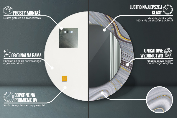 Espejo ścienne decorativo redondo Mármol gris