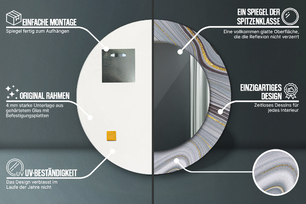 Espejo ścienne decorativo redondo Mármol gris