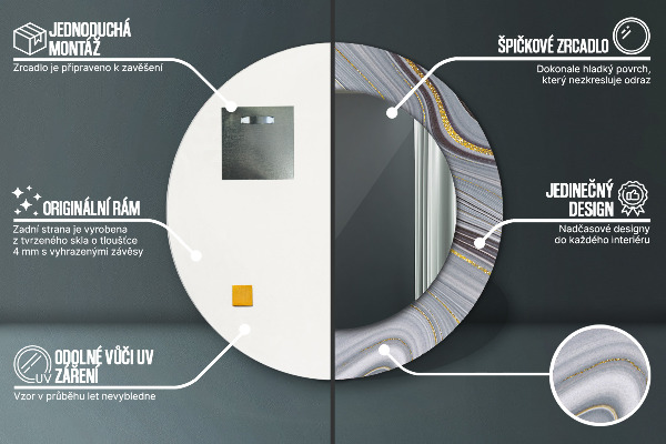 Espejo ścienne decorativo redondo Mármol gris