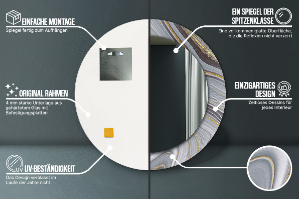 Espejo ścienne decorativo redondo Mármol gris