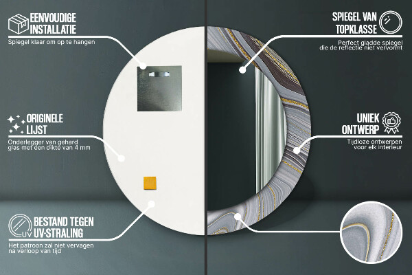 Espejo ścienne decorativo redondo Mármol gris