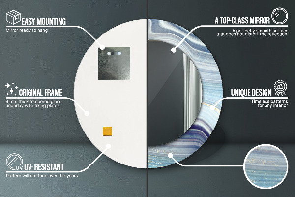 Espejo redondo impreso decorativo redondo Mármol azul