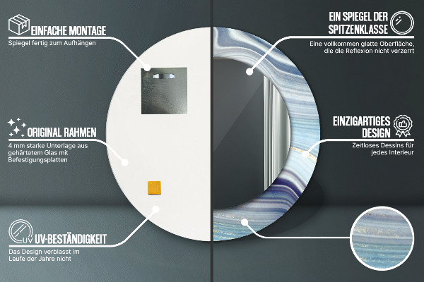 Espejo redondo impreso decorativo redondo Mármol azul