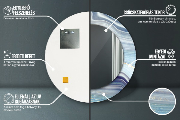 Espejo redondo impreso decorativo redondo Mármol azul