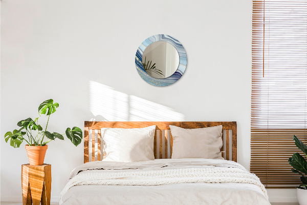 Espejo redondo impreso decorativo redondo Mármol azul