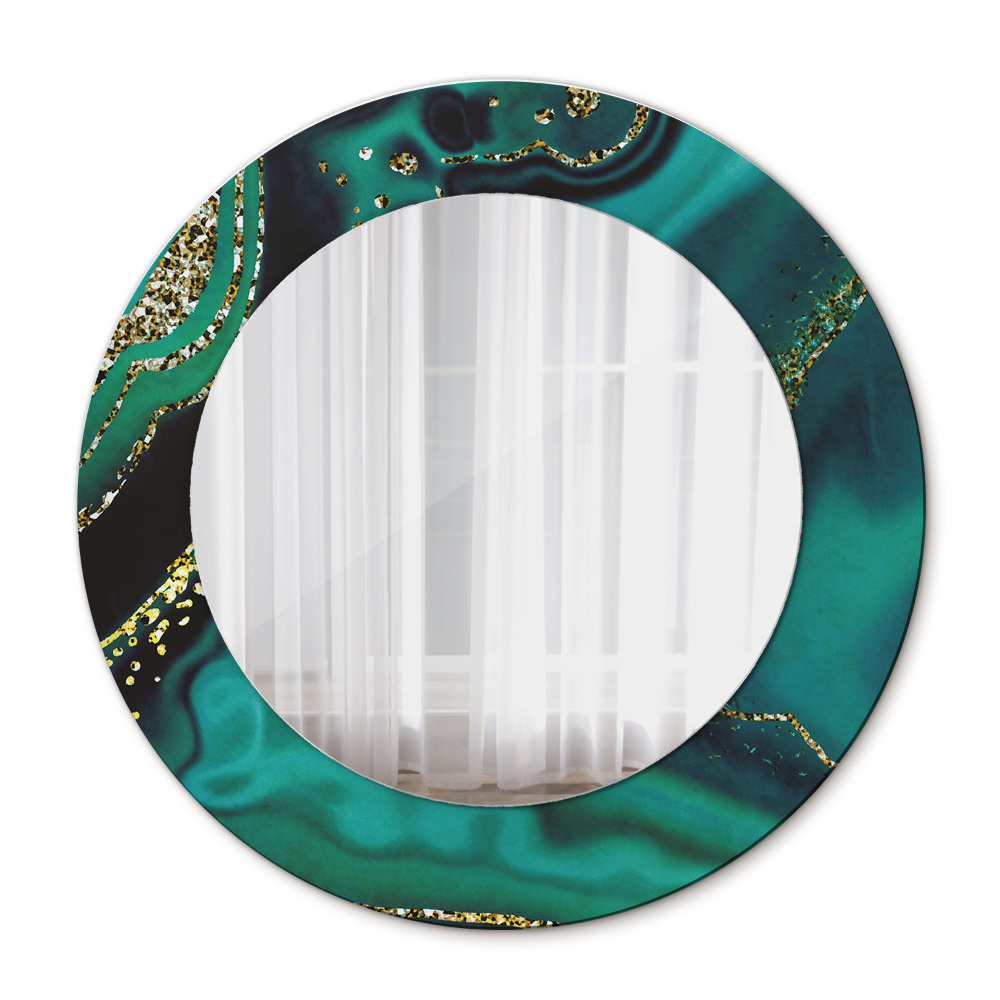 Espejo redondo marco estampado Mármol esmeralda