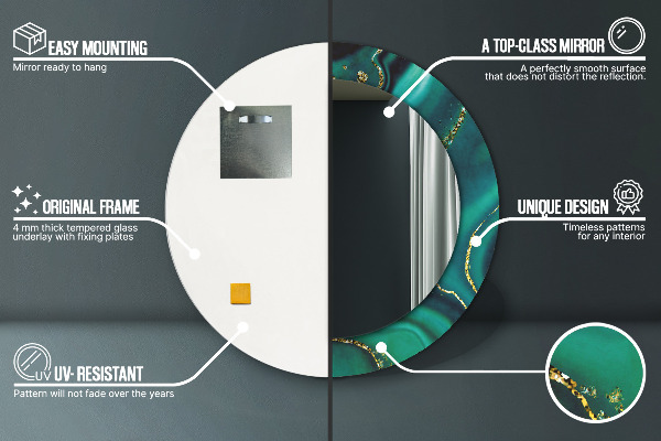 Espejo redondo marco estampado Mármol esmeralda